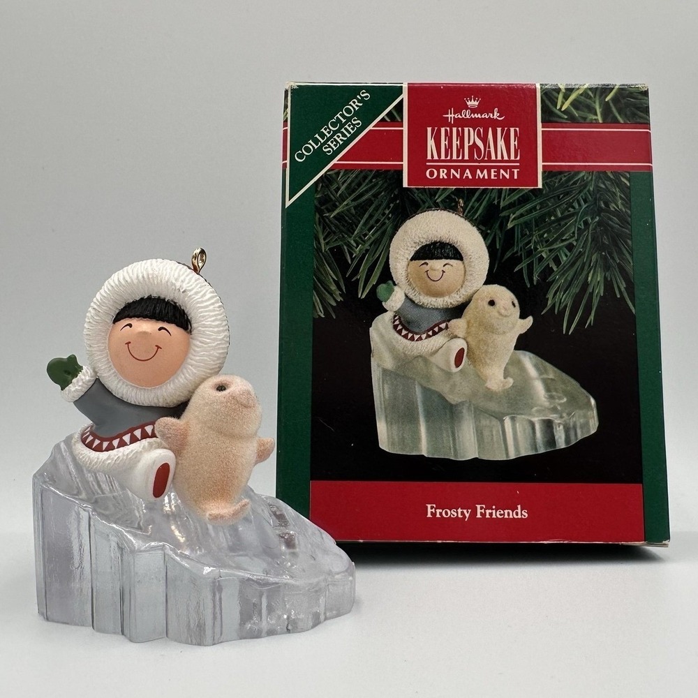 Vintage 1990 Hallmark‎ Keepsake Frosty Friends Christmas Ornament W Box QX439-6